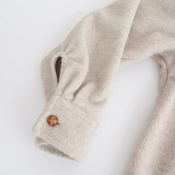 Vintage Point  Zero Tan Fleece Button Up Sweater Size Small - Picture 9 of 14
